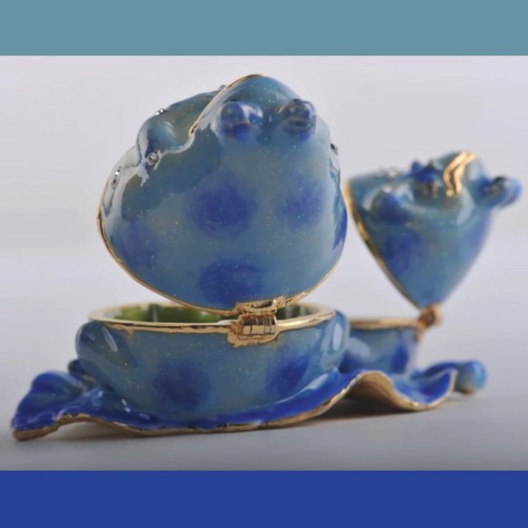 Keren Kopal Trinket Box Collecter's 'Happy Blue Frogs' (New in Box) - Picture 4 of 4
